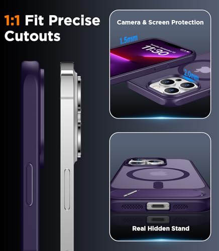 Image of Magnetic Compatible with iPhone 13 Pro Max Case, [Built-in Invisible Kickstand][Compatible with MagSafe] [Military Grade Shockproof] Slim Translucent Matte Phone Case for iPhone 13 Pro Max 6.7 inch