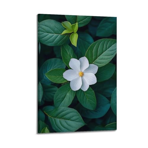 Décoration murale artistique moderne plante blanche pour habiller grand mur vide 50x75