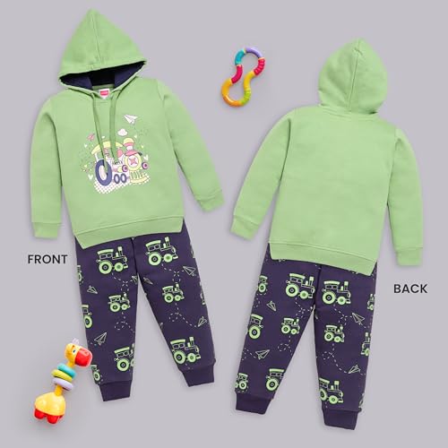 Image of LuvLap Baby Boys Full Sleeve Boys Hooded Sweatshirt & Pyjama Set