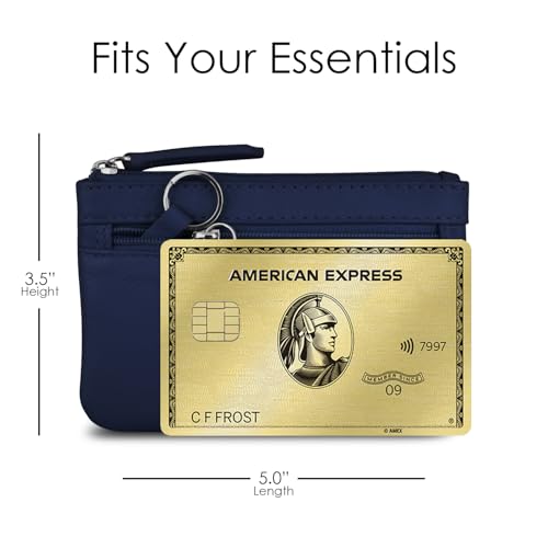 Image of ili New York Leather Mini Compact Coin Purse - Classic Navy