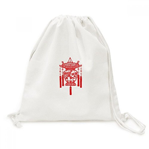Sac à dos en toile robuste motif lampion chinois finitions