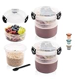 Overnight Oats Containers with Lids Set of 2,20OZ Overnight Oats Jars,Leakproof Food Storage Contain