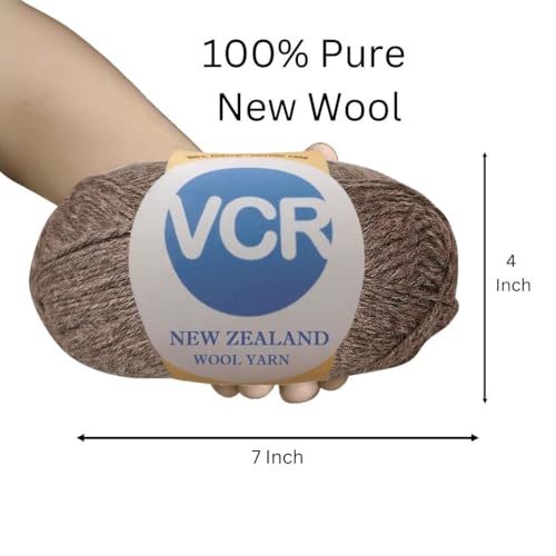Image of VCR Sugar Brown Chunky Wool Yarn, 100 Grams, Hank, 196 Meters, 100% New Zealand Wool Knitting Yarn, Soft Crosia Thread Suitable for Baby Blankets & Booties Pack of 1