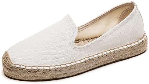 U-lite Women’s Classic Slip on Flat Shoes Casual Cap-Toe Platform Simple Espadrille Canvas Loafers