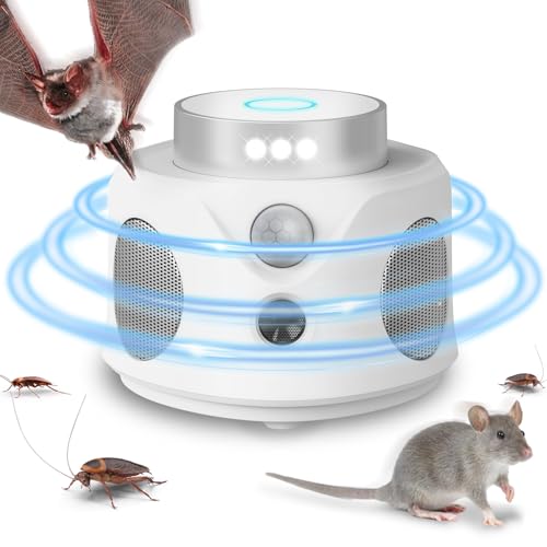 Mouse Repellent Ultrasonic, 360° Mice Repellent Indoor Rat Deterrent Get Rid of Mice with LED...