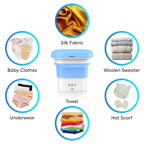 Image of Portable Washing Machine, 16L Mini Washing Machine Spin Basket, Small Portable Washer Machine Suitable for Underwear Small Clothes Dryer Deep Cleaning A4