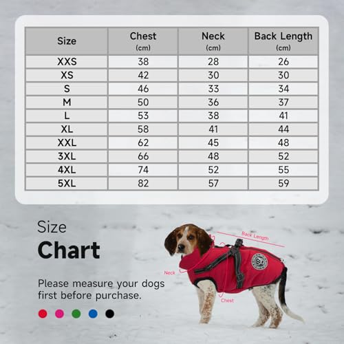 Wasserdichter Hundemantel mit Geschirr, Warmer Winter-Hundemantel, Hundejacke, Hundeweste für kleine und mittelgroße Hunde