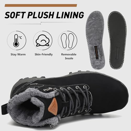 Image of Mishansha Snow Boots for Women Warm Winter Hiking Boots Size 5.5-10.5 | Waterproof Upper, Plush Lining, Removable Fur Insole, Slip-Resistant Outsole Ankle Booties for Cold Weather Walking Outdoor