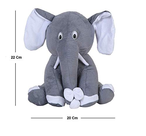 Image of PIKABOO Baby Elephant Soft Toy, Elephant Soft Toy for Kids, Toddlers - 25 cm (Grey)