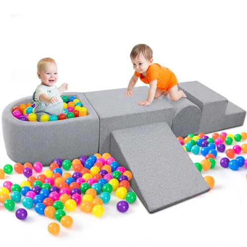 Image of ANDENLEY Soft Foam Climbing Toys for Toddlers Indoor Blocks Play Equipment with Ball Pits (Balls Not Included) - for Climbing, Sliding & Building