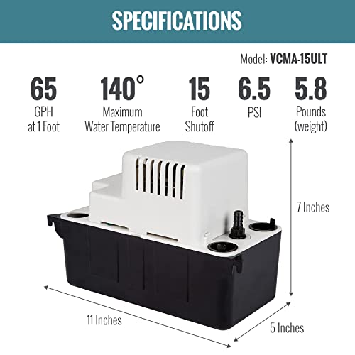 Little Giant 554411 65 GPH 1/50 HP bomba de remoção de condensado automática com tubo (sem interrupt