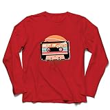lepni.me T-Shirt Manches Longues Homme Cassette Vintage Best of de l'année sur Mesure années 80, 90, 70 (XXL Rouge Multicolore)