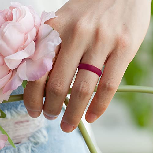 ThunderFit Silicone Wedding Bands for Women, Breathable Eternity and Thin Braided 8 Mixed Rubber Engagement Rings 5