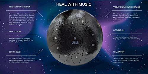 Image of amiciSound 13 Notes Tongue Drum, 12 Inch Lotus Pattern Steel Drum with Carry Bag for Meditation Entertainment, Musical Instrument