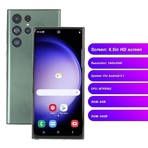 6,5" 3G Smartphone 64GB med 13MP/24MP och Skyddsfodral (Grön)