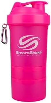 SmartShake Original Multi-Storage Shaker Bottle 600ml - Neon Pink