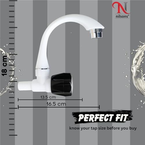 Image of PVC Sink Cock Tap Set | Swan Neck Table Mount Kitchen & Wash Basin Water Faucet | Durable Plastic Build (Pack of 2)