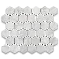 Bianco Carrara White Marble HONED 2" Hexagon Mosaic Tile -50 Sheets
