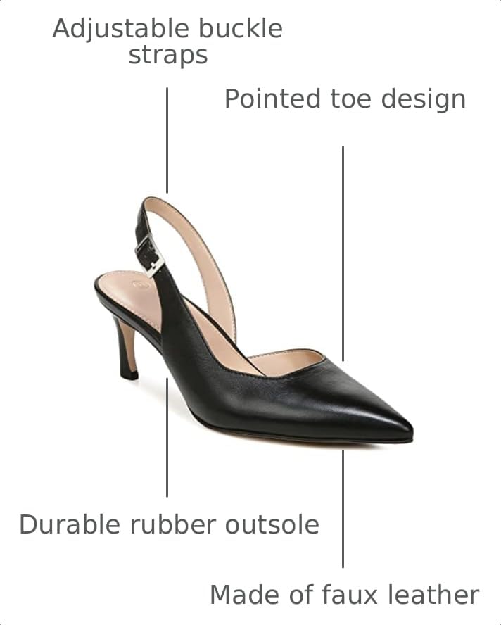 Image of Womens Slingback Heels Low Kitten Pumps Pointed Toe Stiletto Elegant Office Dress Shoes