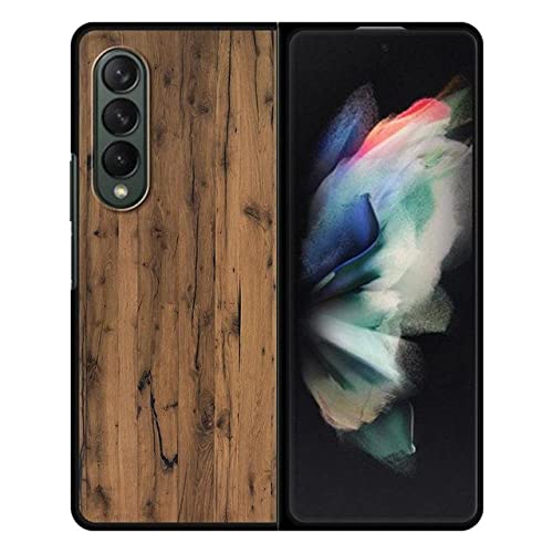 Coque Samsung Galaxy Z Fold 3 protection rigide BKB01 motif bois noir pour smartphone Z Fold3 5G