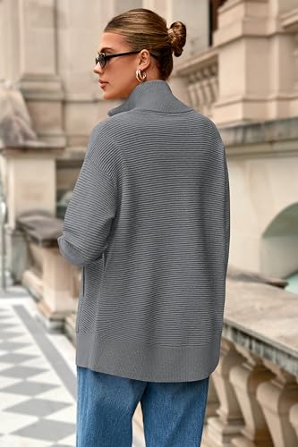 Image of PRETTYGARDEN Womens Long Sleeve Zip Up Ribbed Cardigan Sweaters