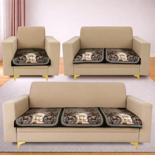 Image of Homerz Premium 'Luxe Series' Sofa Cover | Holland Velvet Fabric | Smooth Finish | Anti-Slip Fleece Backing Couch Protector (Maharaja, 6 (3+2+1) Seater, Only Seat Cover)