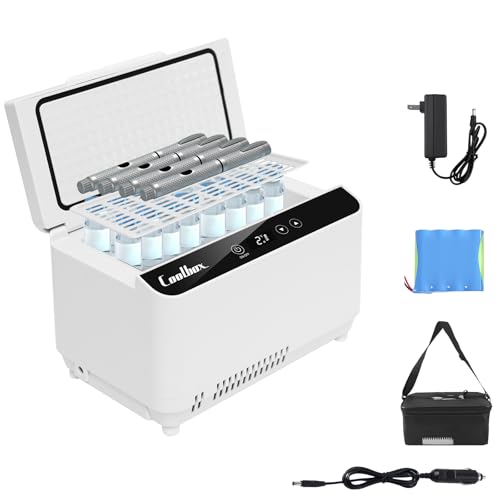 Electric Insulin Cooler Travel Case Box Insulin Fridge for Travel TSA Approved Portable Insulin Refrigerator Diabetic Travel Case with LCD Display 2-18 Temperature Control 35 Insulin Pens