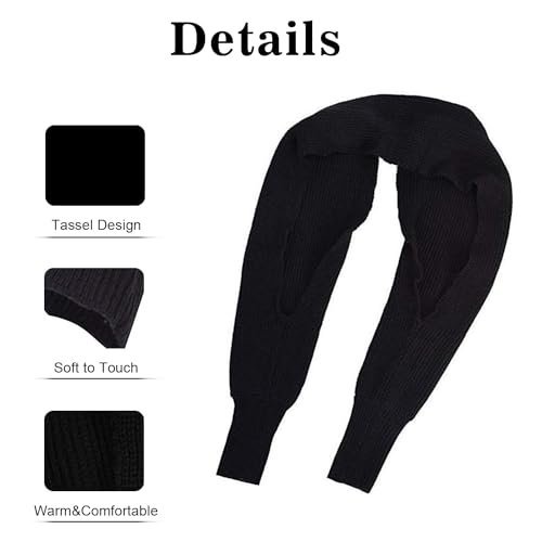 Snowfall Sweater Scarf with Sleeves Cozy Knitted Wrap Shawl Autumn Winter Warm Crochet Cape Blanket GL20044