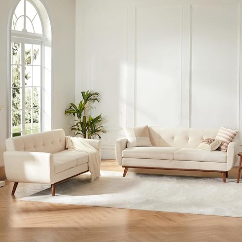 Kingfun 2 Piece Loveseat and Sofa Sets, Mid Century Modern Decor ...