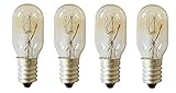  Bombilla Edison pequeña E14, rosca Edison para horno, luz de tungsteno, bombilla halógena de 25 W, 2700 K, luz blanca cálida, regulable, 4 unidades