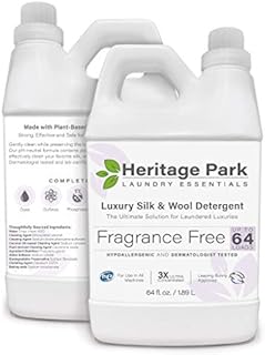 Heritage Park Silk & Wool Fragrance Free, Hypoallergenic, pH-Neutral Laundry Detergent - Dermatologist-tested, Sensitive Skin-Friendly, Enzyme-Free, Concentrated Up to 128 loads (64 fl oz)