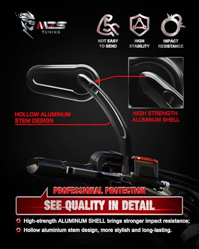 Image of MZS Black 8mm Motorcycle Mirrors, M8 Blade Handlebar Rear View Mirror for HD Models 1982-2026, Compatible with Sportster Softail Road King Street Electra Glide Dyna Vrod Touring