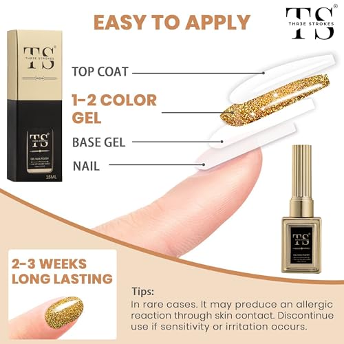 Image of THR3E STROKES Professional UV Gel Nail Polish, HEMA-FREE Lasts Upto 21 Days, Super Glossy Finish, Non-Chipping, Non-Smudging, Quick Drying Nail Polish,15 ml (49, 15ML)