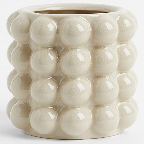 KAYLETIN Jarrón Burbuja, Jarrón de Cerámica Beige, Floreros de Cerámica para Decoración, Jarrones Decorativos Bohn para Salón, Dormitorio, Oficina, Chimenea, Repisa, Mesa de Café, 13CM