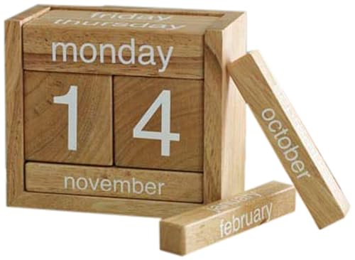 Image of STAR CRAFT Wooden Calendar Perpetual Change For Office And Home Table /Desk Calendar Office Desk Stationary Calendar WHITE PRINT