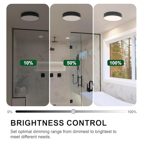 Ventilador extractor de baño Akicon con interruptor dimmer, 90 CFM, luz LED 15W 3CCT con luz nocturna 5W, cuadrado, blanco miniatura 6