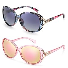 D3 (2 Pack)floral Frame/Polarized Gradient Grey Lens+pink Frame/Polarized Rose Gold Mirrored Lens