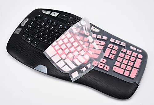 Keyboard Cover Skin Compatible With Logitech K350 Mk550 Mk570 Wireless Wave Ergonomic Keyboard, Logitech K350 Mk550 Mk570 Keyboard Protective Skin(Gradient Pink) #TOP2
