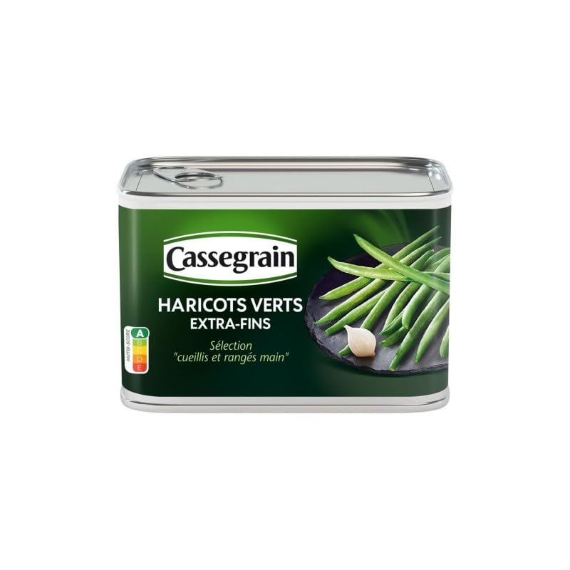 Cassegrain Haricots Verts Extra Fins - Cueillis à la Main Délicatement Rangés en Conserve 390g - Saveur Préservée Qualité Premium - Idéal en Plat Cuisin - Le Lot De 3