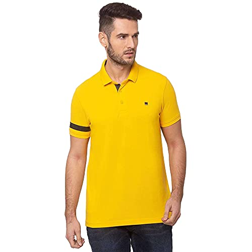 Image of Spykar Men's Embellished Slim Fit Polo T-Shirt