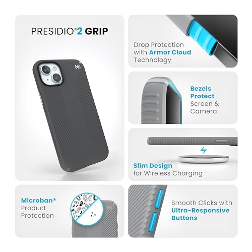 Image of Speck Presidio2 Grip - iPhone 15 Plus Case, 6.7 inch - Grey /Bronze
