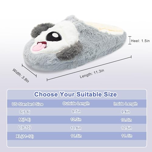 Fuzzy Animal Slippers - Anti-Skid Cute Christmas Slippers with Fluffy Dog, Puppy, Polar Bear & Reindeer Designs - Memory Foam Winter Indoor House Bedroom Shoes for Kids, Girls & Adults4