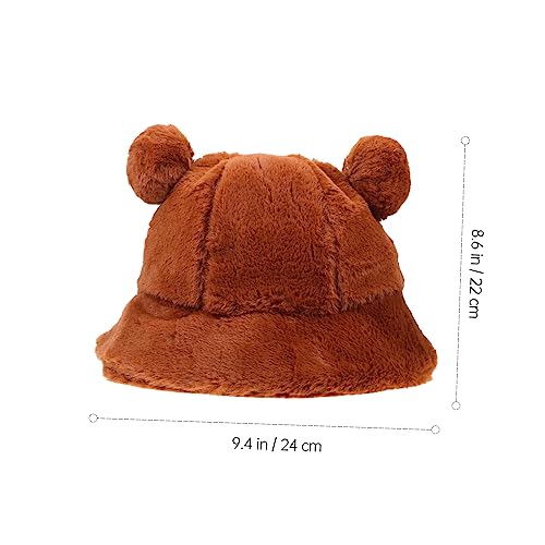 SAFIGLE Fashionable Little Bear Ear Plush Hat for Women and Girls Warm Cap for Outdoor Use Cute and Stylish Design for Daily Wear for Parties and Cold Weather Brown2
