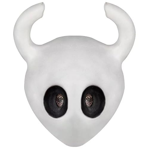 Bulex Hollow Knight Mask White Demon Game Cosplay Mask Scary Halloween Masquerade Party Costume Accessories Full Haed Latex Mask