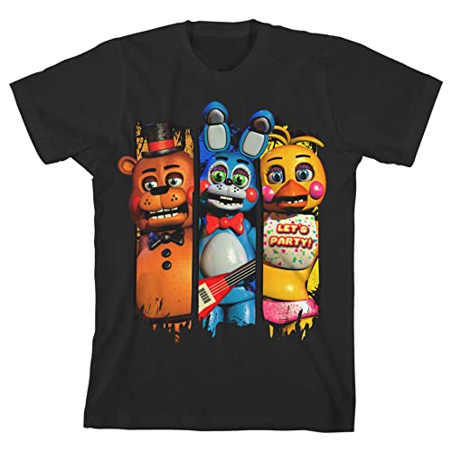 Five Nights at Freddys Characters Pins Boys Black T-Shirt-S
