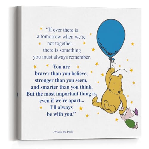 Image of Winnie The Pooh Inspirational & Motivational Wall Art - Classic Posters For Home, Bedroom & Nursery, Friendship Decor, Framed