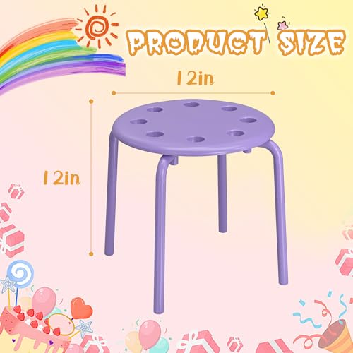 Image of VECELO 6-Piece Stacking Stools for Classroom, 12 Inch Height, Decoration Flexible Seating for Schools, Purple