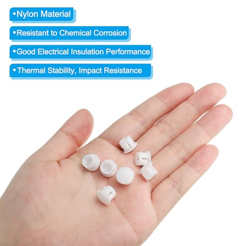 Image of PATIKIL Hole Plugs Plastic, 100 Pcs 8mm(5 /16 inch) Screw Bumper Hole Plug Flush Snap Type Round Hole Cover Caps for Round Holes Cabinet Furniture Kitchen, White