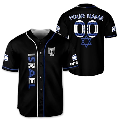 Camiseta personalizada de béisbol Israel para hombre, jersey Israel para hombre, jersey de fútbol Israel, jersey de béisbol Israel miniatura 1