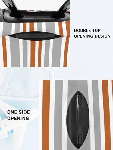 Orange Gray Stripes Travel Luggage Cover, Contrast Geometric Anti-scratch Elastic Luggage Covers For Suitcase Protector, Washable Baggage Covers4